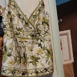 Ann Taylor Floral Mini Tank - Green and Yellow